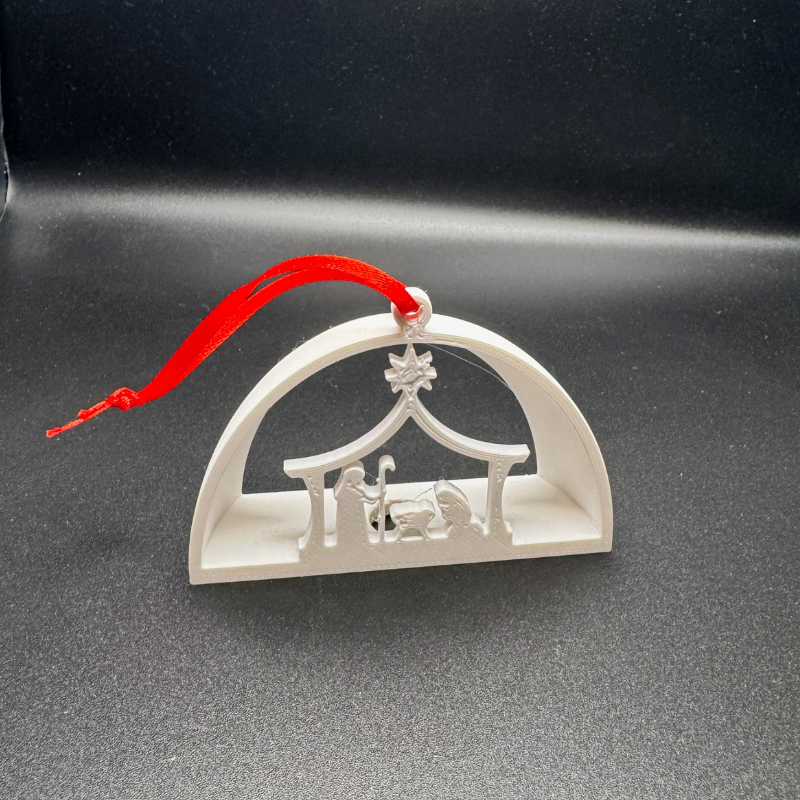 White 3D Nativity Scene Ornament