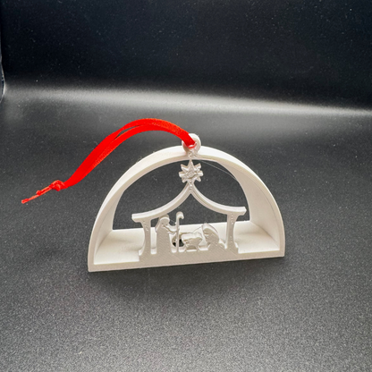 White 3D Nativity Scene Ornament