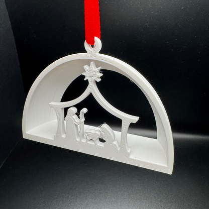 White 3D Nativity Scene Ornament